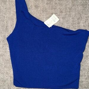 One-Shoulder Blue Women's Top